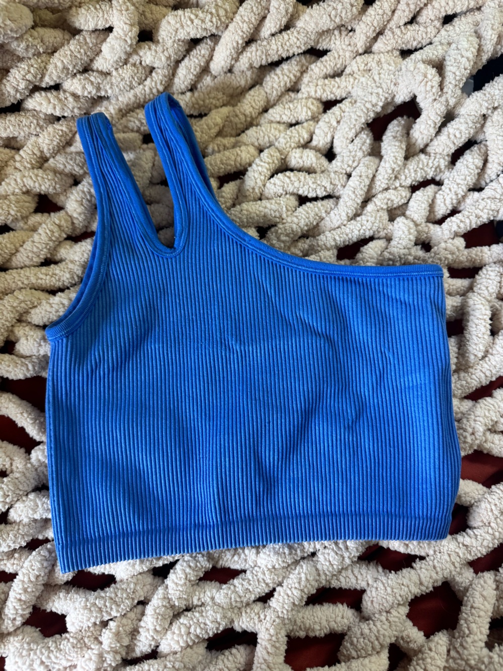 aerie One-Shoulder Ribbed Tank Top - Blue